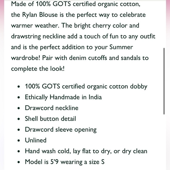 Cleobella Ryan Blouse in Cherry Red Size Medium New - Picture 15 of 16